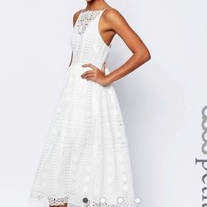 ASOS Midi White Embroiled Dress NWT size 6
